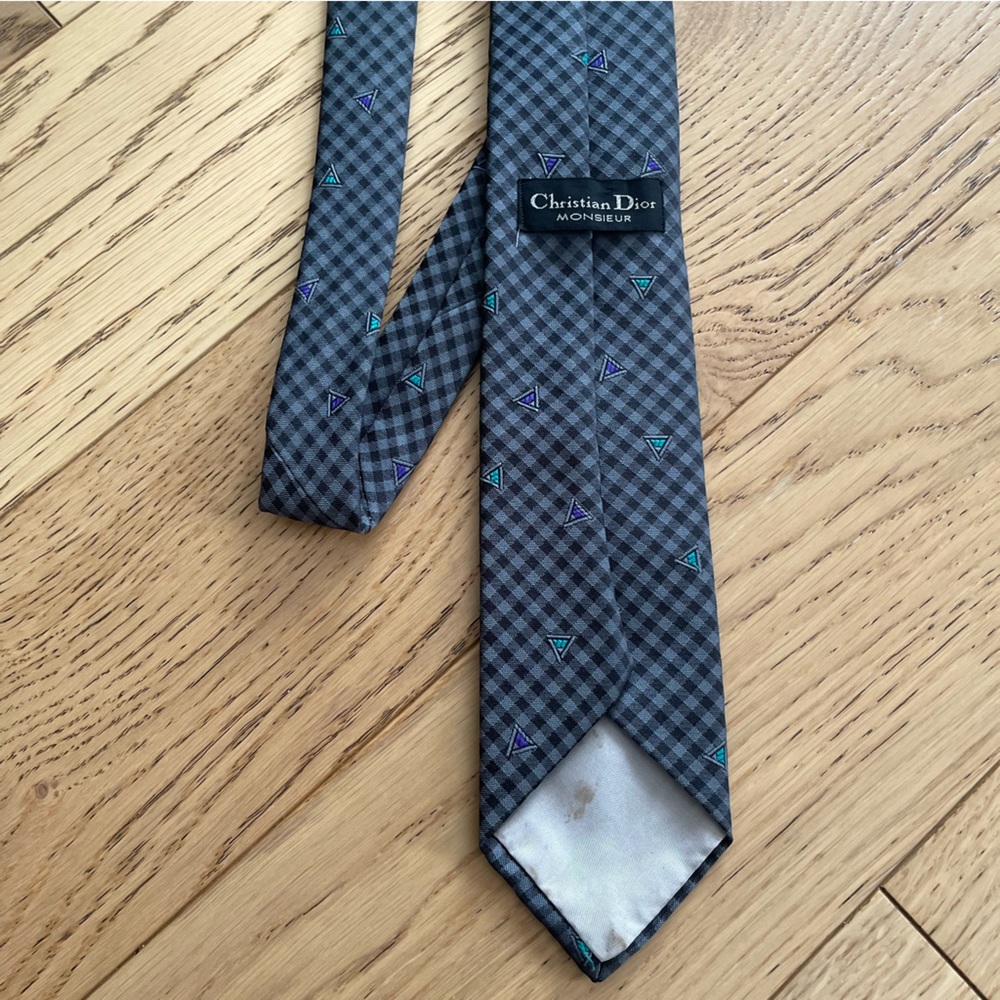 Vtg Christian Dior Monsieur Triangle Tie - Picture 2 of 6